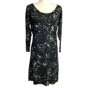 Banana Republic Scoop Neck 3/4 Sleeve Soft Printed Cotton Midi Dress Size Medium
